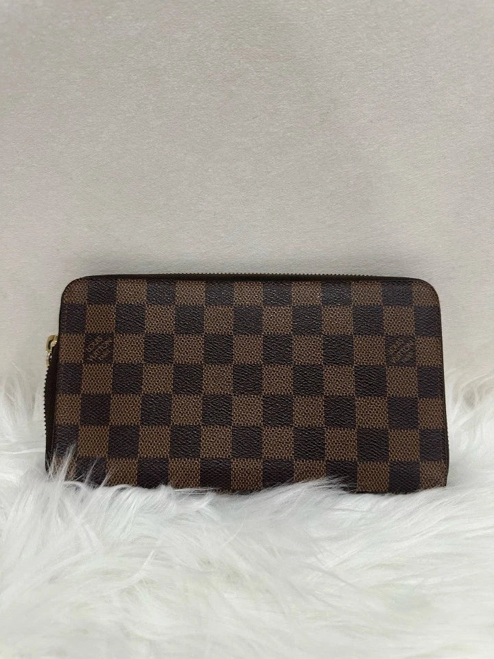 Pre-owned Louis Vuitton Damier Canvas Calfskin Wallet Women