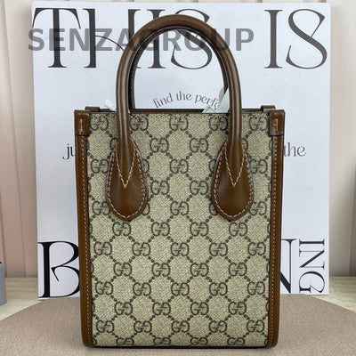 Gucci GG Retro Brown Mini Tote Crossbody Shoulder Bag for Women