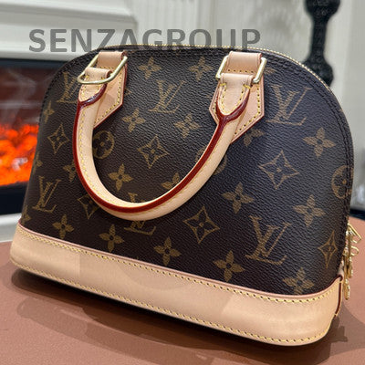 Louis Vuitton Alma BB Monogram Canvas Brown Gold Zipper Top Handle Bag
