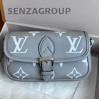 Louis Vuitton Mini Monogram Baguette Bag Grey Gold Crossbody Women