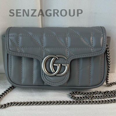 Gucci Mini Marmont Bag in Grey Silver Chain Shoulder Crossbody Classic