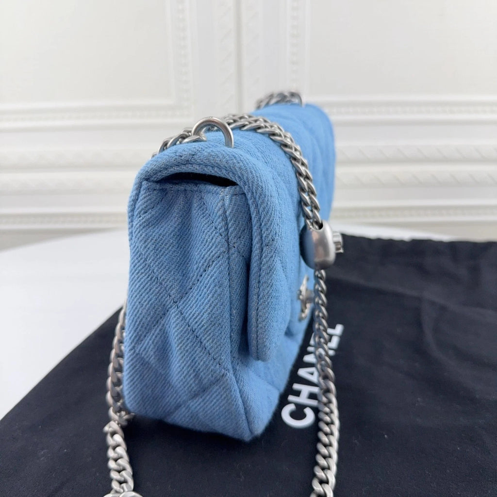 CHANEL Heart Denim Shoulder Bag For Women