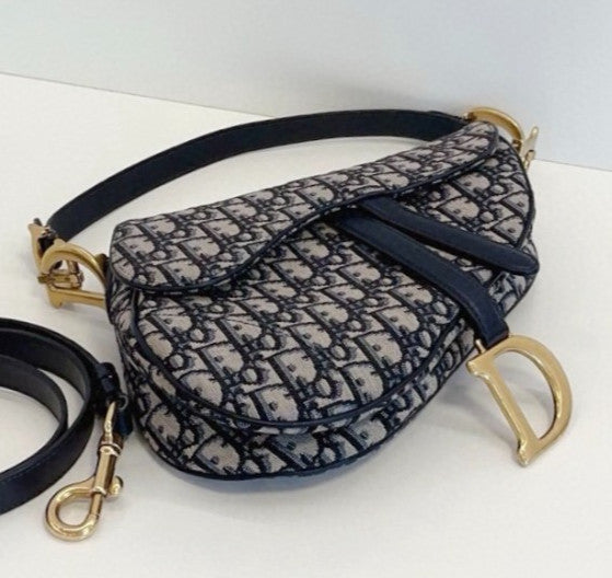 Christian Dior Saddle MM Oblique Top Handle Shoulder Bag Crossbody Used  Women