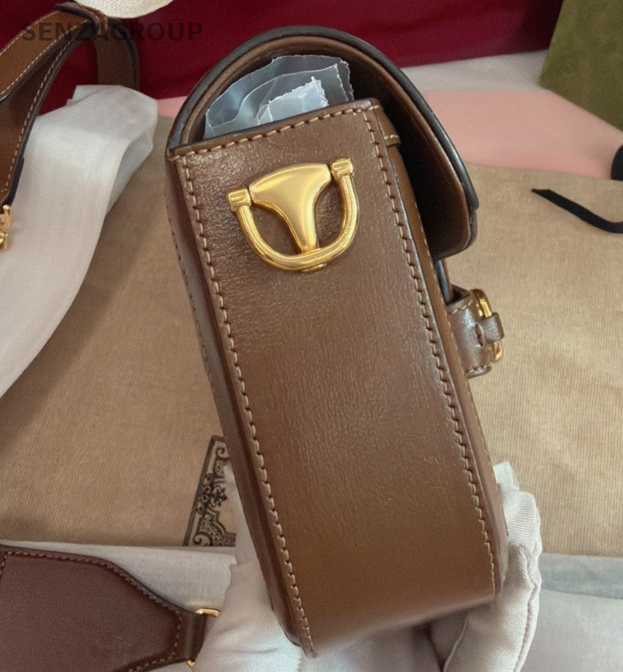 Gucci Horsebit1955 PM 2Straps Shoulder Bag Crossbody Brown Gold Women Classic
