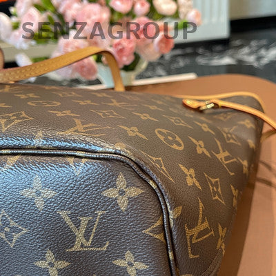 Louis Vuitton Neverfull MM Monogram Tote Bag Brown Classic Women's
