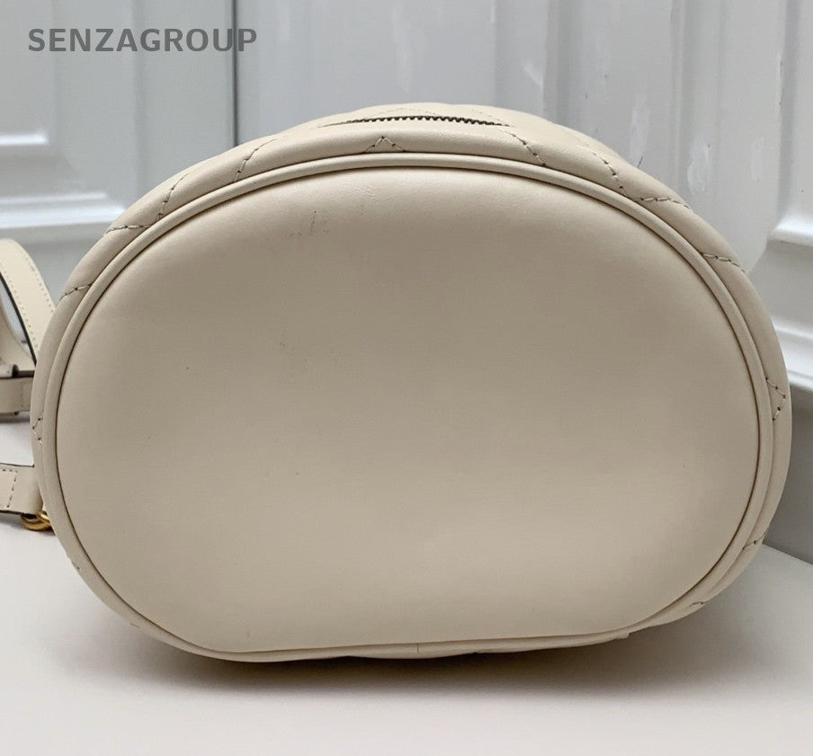 Gucci Marmont Chain Backpack White Gold Used Women Classic Fashion