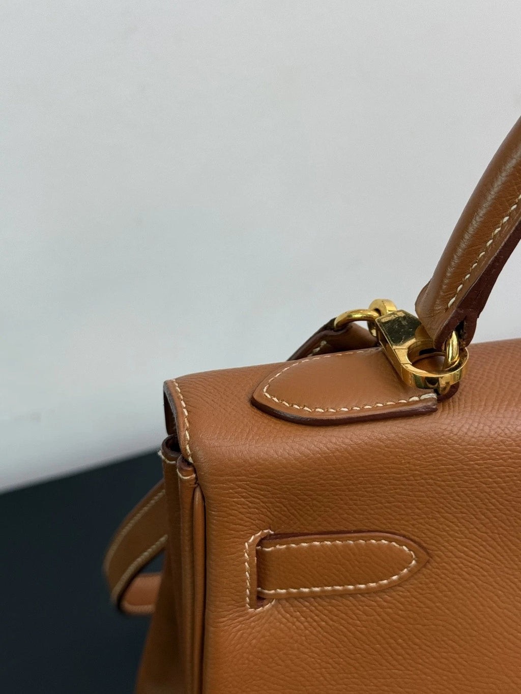 Authentic Hermes Kelly 32 Courchevel Tote Top Handle Crossbody Bag Brown GHD