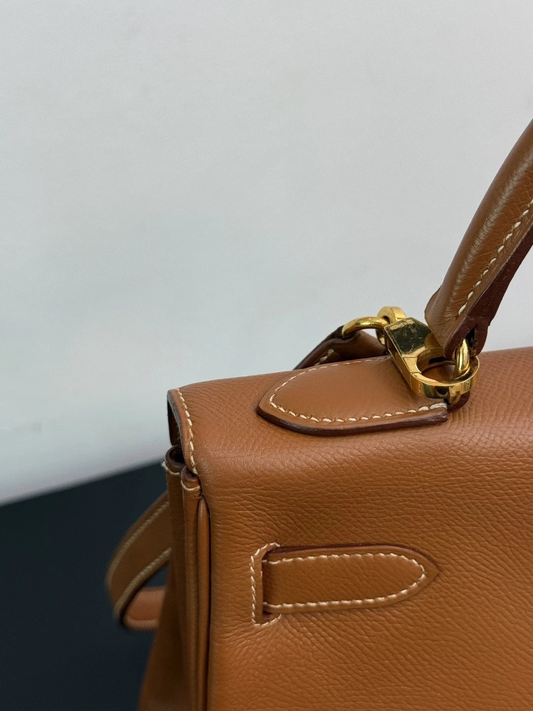 Authentic Hermes Kelly 32 Courchevel Tote Top Handle Crossbody Bag Brown GHD