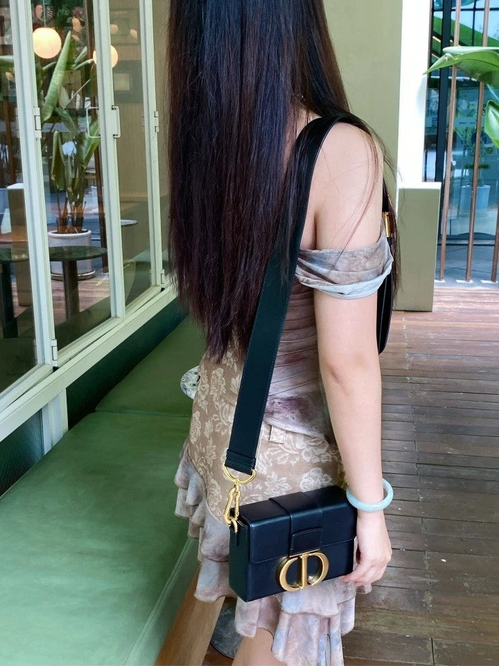 Dior Montaigne Box Mini Black Gold Shoulder Crossbody Bag For Women