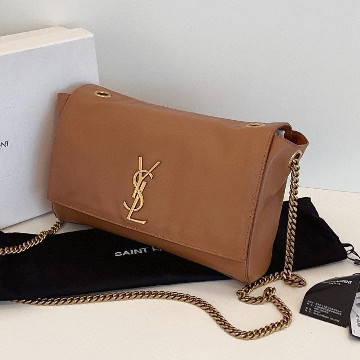 Saint Laurent Reversible Kate Chain Shoulder Crossbody Brown Gold Women Classic