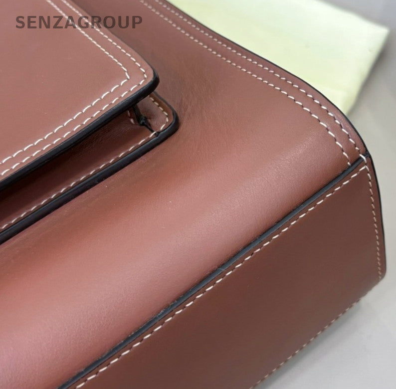 Burberry Pocket Bag 2Way Top Handle Bag Crossbody Brown Gold Women Classic
