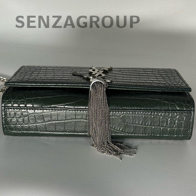 Saint Laurent YSL Kate Small Tassel Chain Shoulder Bag Green Silver