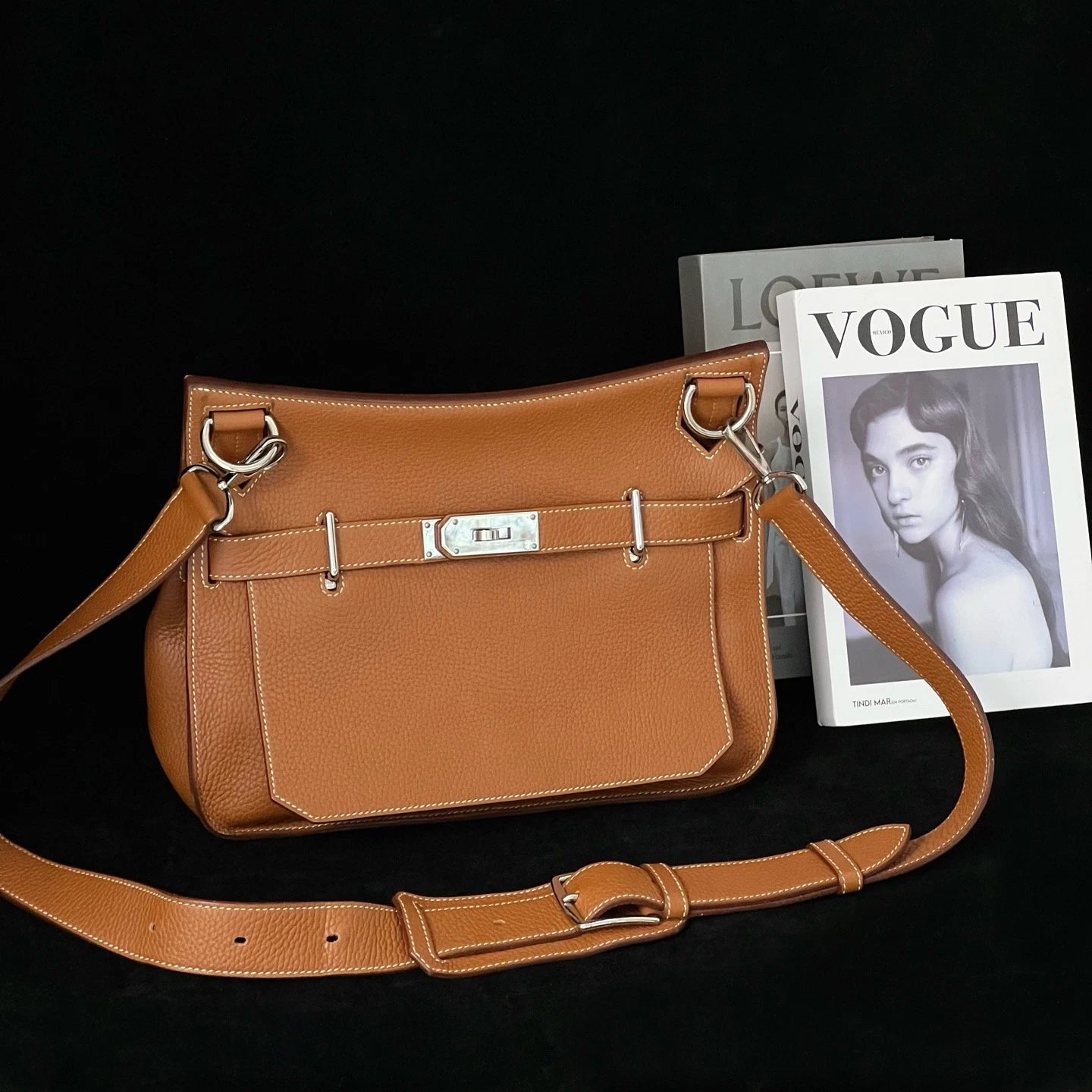 Hermes Jypsiere31 Shoulder Bag Brown Silver Used Women Classic Fashion