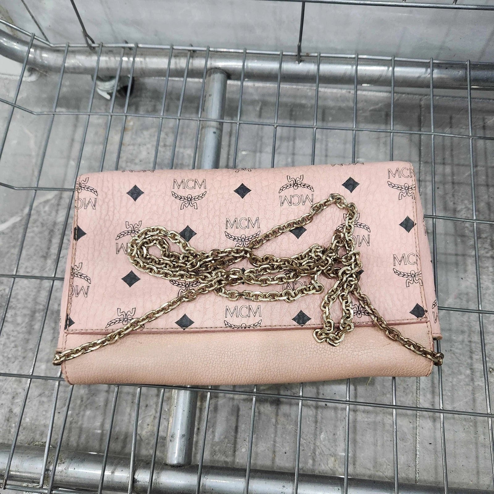 MCM Pink Monogram Chain Shoulder Crossbody For Women
