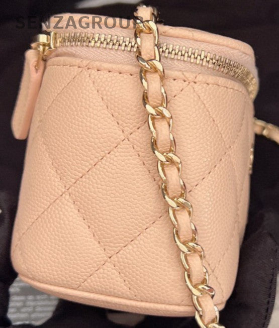 Chanel Diamond Chain Shoulder Bag Crossbody Pink Gold Used Women Classic