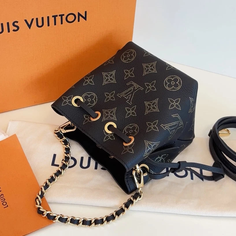 Louis Vuitton Bella Pico Mini Bucket Chain Top Handle Crossbody Black Gold