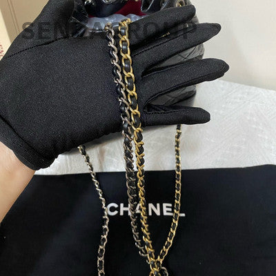 Chanel Gabrielle Backpack Small Black Gold Leather Dual Chain Women's Bag