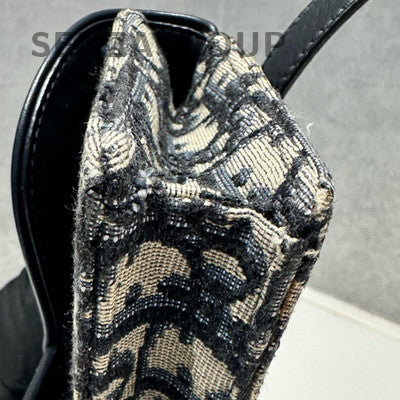 Dior Saddle Oblique Monogram Waist Bag Black Gold Classic Fashion Women