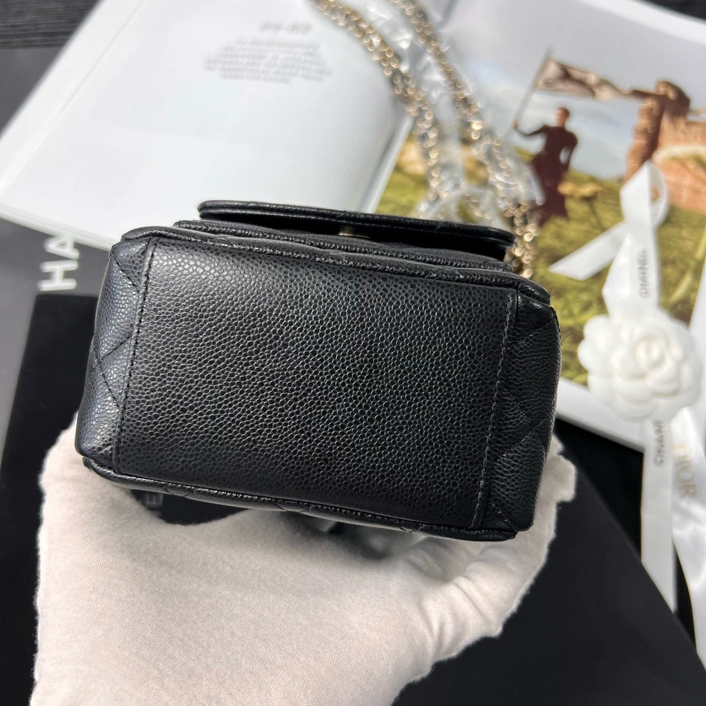 CHANEL Mini Backpack Black Gold Diamond For Women