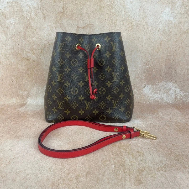 Louis Vuitton Monogram Red Medium Bucket Bag For Women