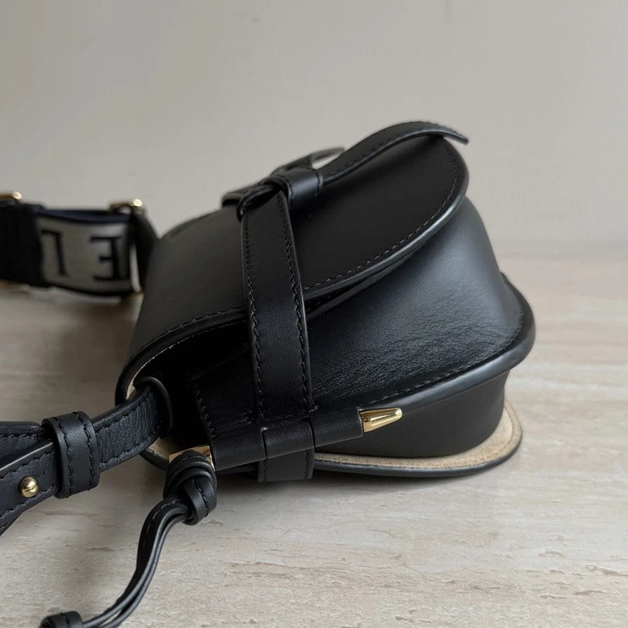 Loewe Gate Dual Mini Leather Wide Strap Black Shoulder Bag Crossbody