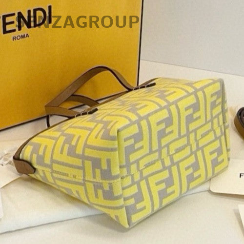 Fendi Roll Mini Tote Handbag Crossbody Yellow Used Women Classic Designer