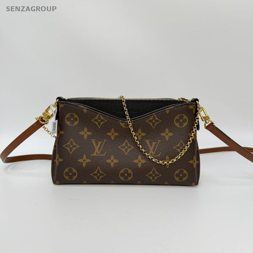 #1 - SJ0001  Louis Vuitton Pallas Clutch Brown Canvas