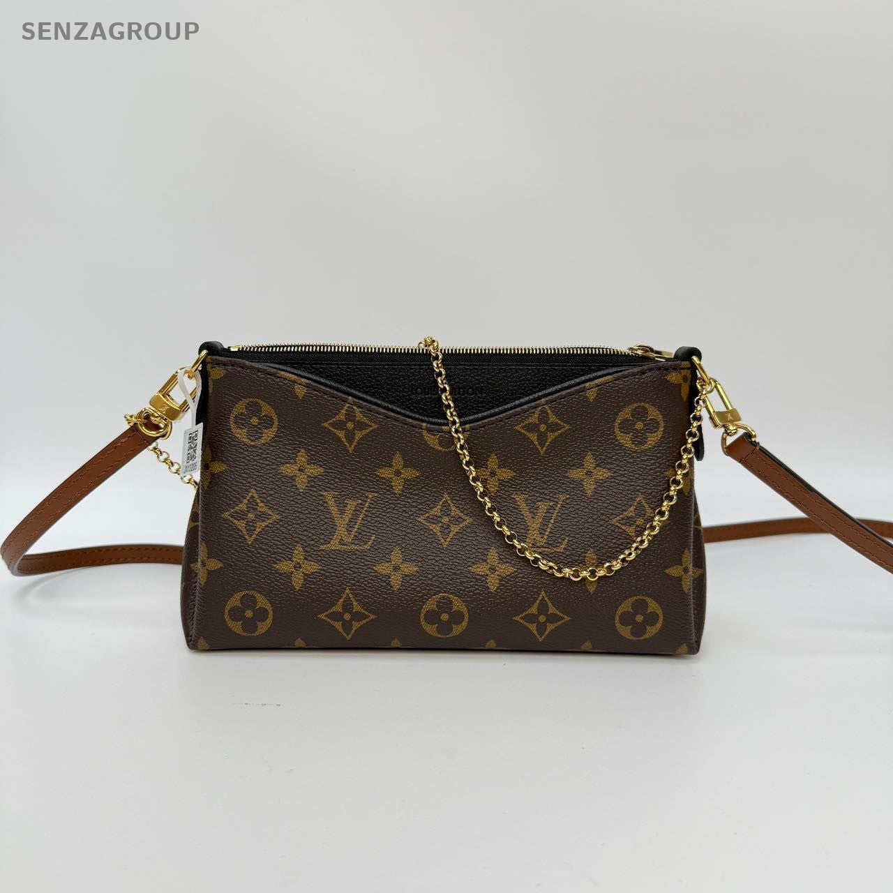 #1 - SJ0001  Louis Vuitton Pallas Clutch Brown Canvas