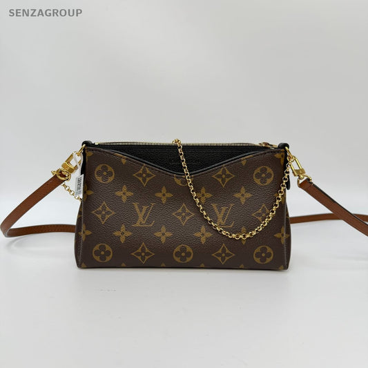 #1 - SJ0001  Louis Vuitton Pallas Clutch Brown Canvas