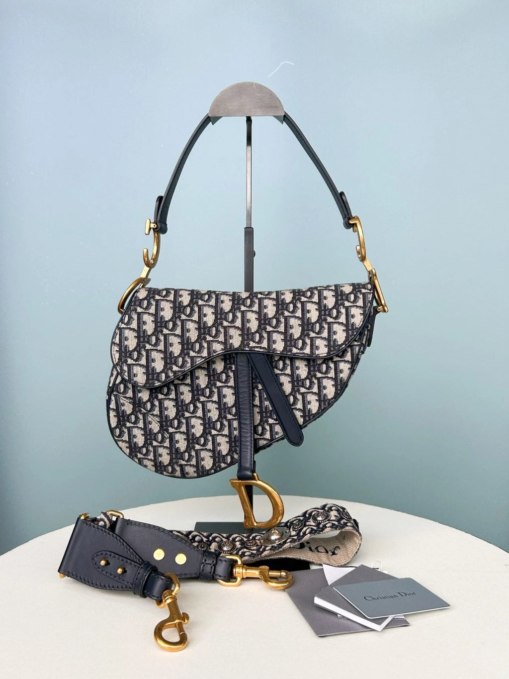Christian Dior Oblique PM Canvas Top Handle Bag Shoulder Bag Black Women