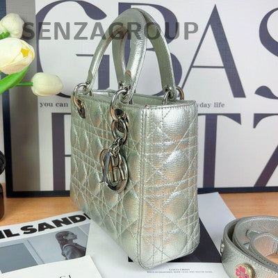 Dior Lady Dior Cannage Silver Handbag Classic Women's Tote