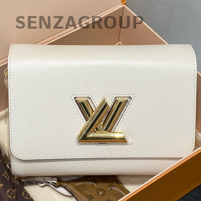 Louis Vuitton Twist Medium White Epi Leather Gold Lock Shoulder Bag