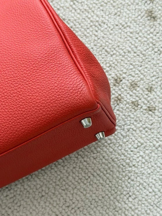 Hermes Kelly28 Togo Top Handle Bag Crossbody Pink Silver Classic Women