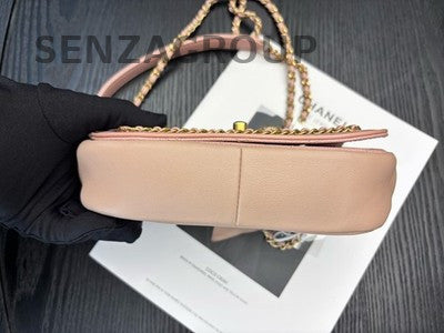 Chanel Quilted Chain Shoulder Crossbody Bag Pink Gold Classic Fashion