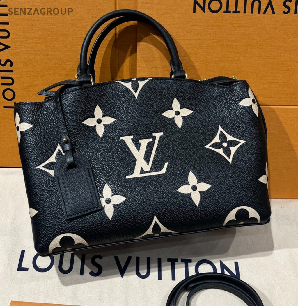 Louis Vuitton Montaigne Embossed Leather Shoulder Top Handle Bag Women Black