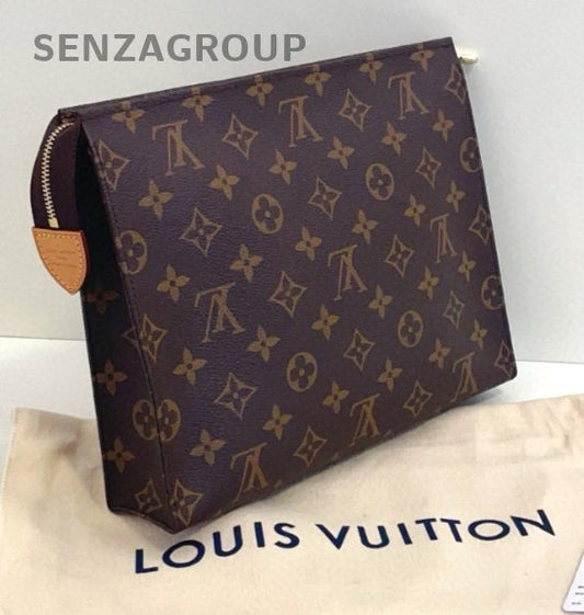 Louis Vuitton Monogram Clutch Handbag Toiletry bag Brown