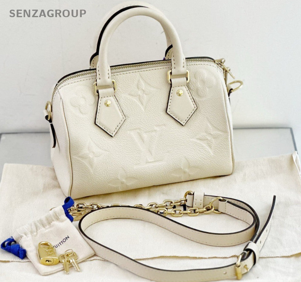 Louis Vuitton Speedy 20 Top Handle Shoulder Crossbody Bag White Almost Brand New