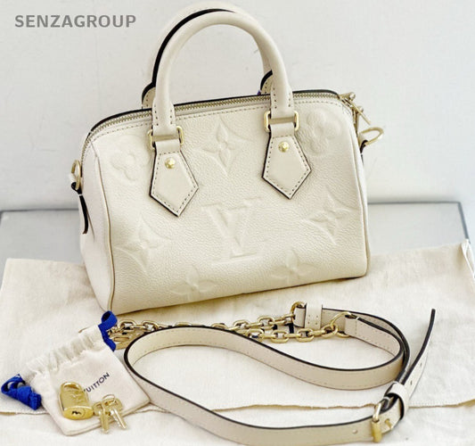 Louis Vuitton Speedy 20 Top Handle Shoulder Crossbody Bag White Almost Brand New
