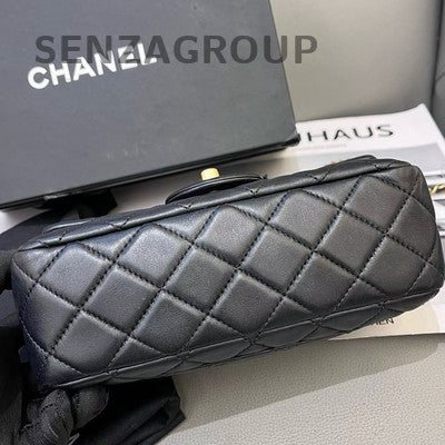 Chanel Black Caviar Gold Ball Mini Flap Bag Quilted Crossbody