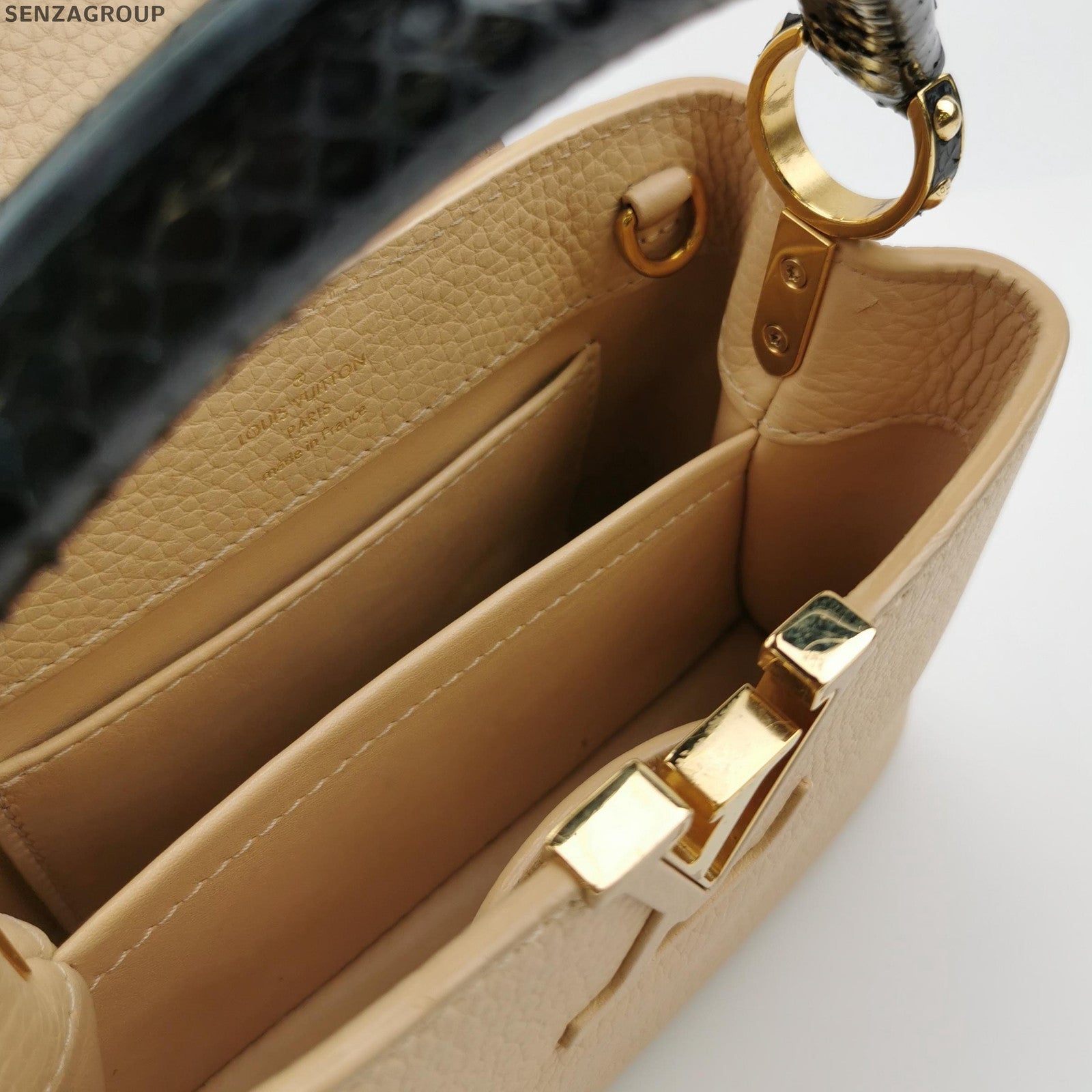 Louis Vuitton Capucines Black & Beige Handbag - Classic Women's Tote