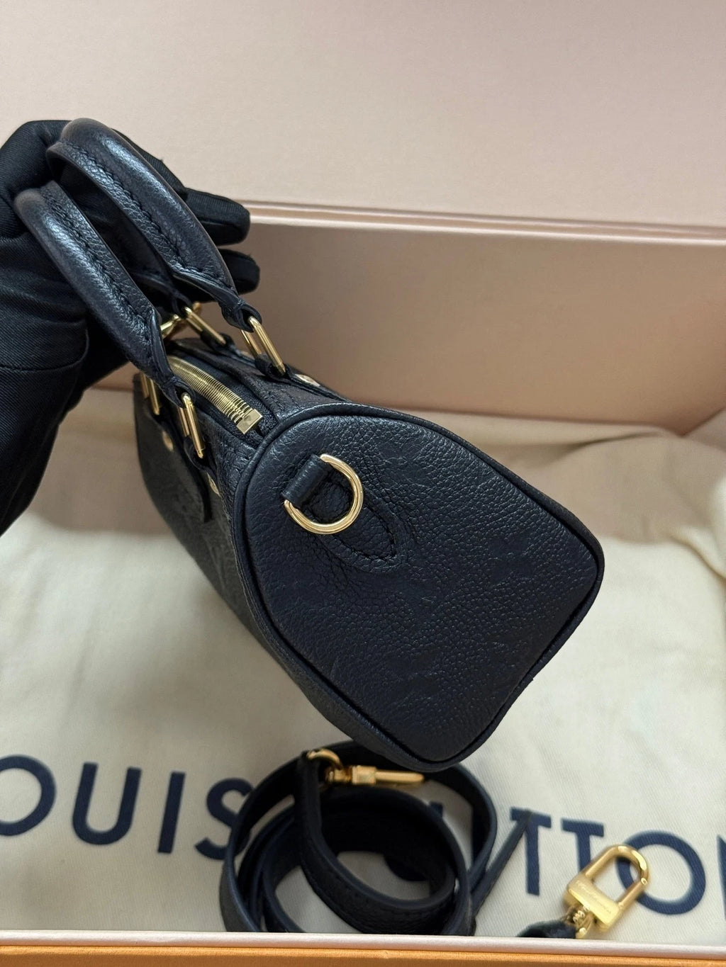 Louis Vuitton Black Speedy Nano Top Handle Bag For Women