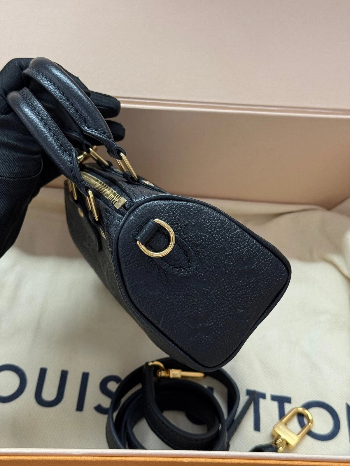 Louis Vuitton Black Speedy Nano Top Handle Bag For Women