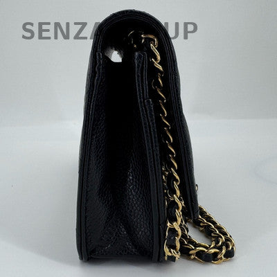Chanel Black Caviar WOC Quilted Chain Shoulder Bag Classic Women