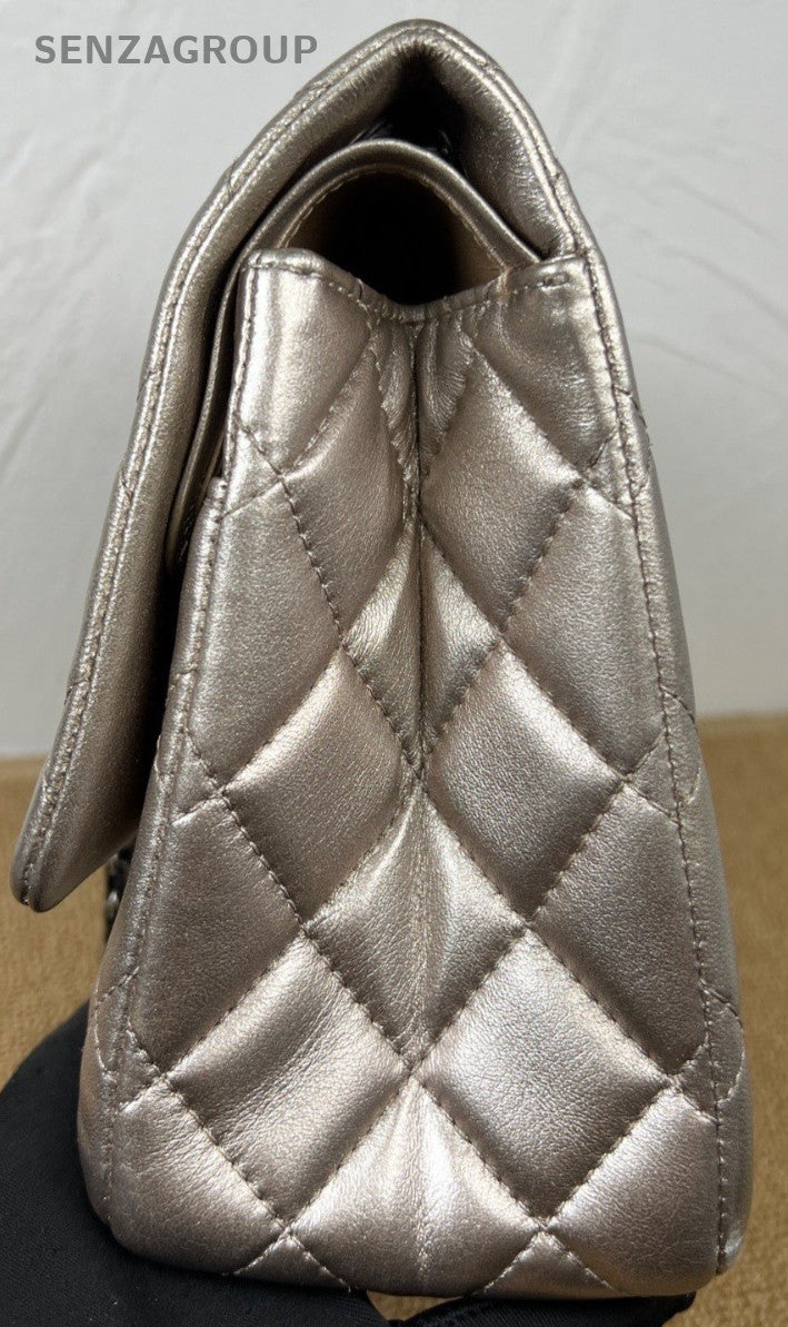 Chanel 2.55 Chain Shoulder Bag Crossbody Champagne Silver Women Classic