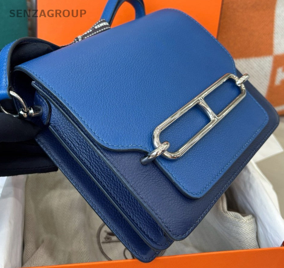 Hermes Roulis19 Mini Crossbody Blue Silver Women Classic Designer