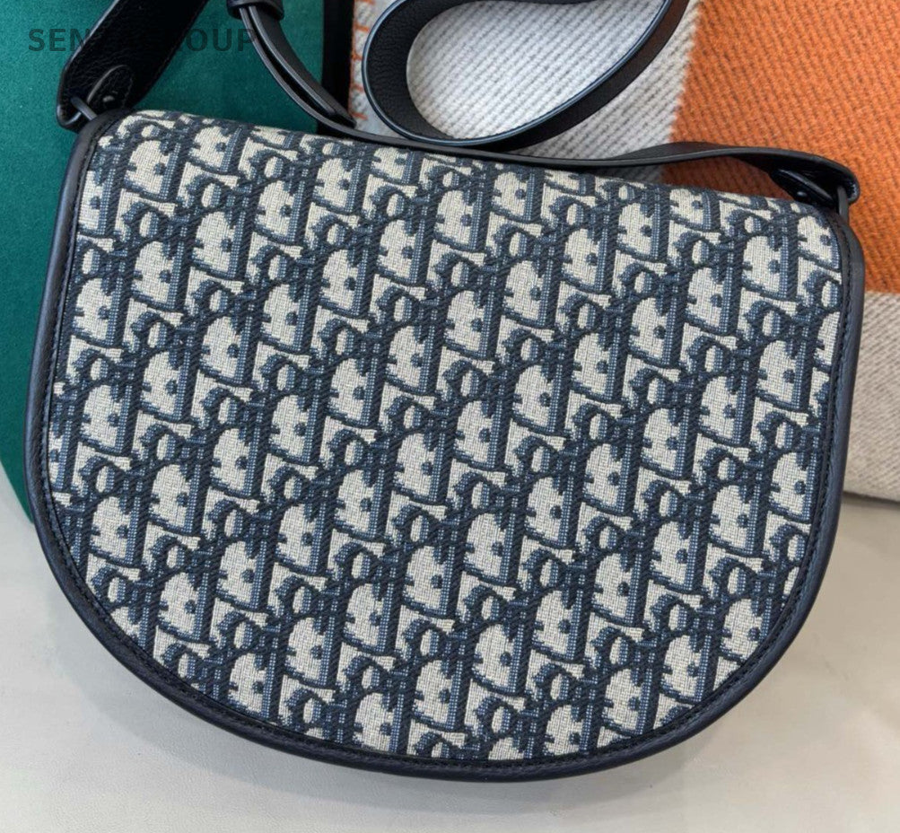 Christian Dior Gallop Saddle Shoulder Bag Crossbody Black Silver Unisex Adults