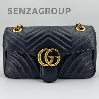 Gucci GG Marmont Black Gold Chain Shoulder Crossbody Bag Classic Women