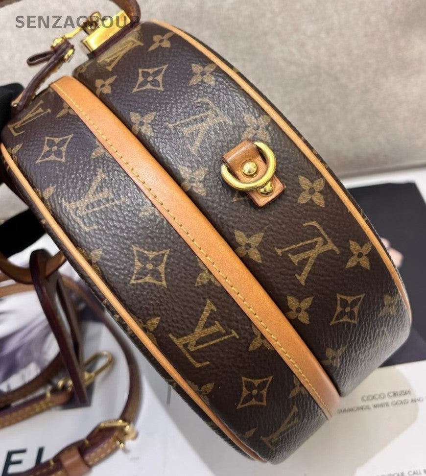 Louis Vuitton Monogram 2Way Top Handle Bag Crossbody Brown Gold Women Classic
