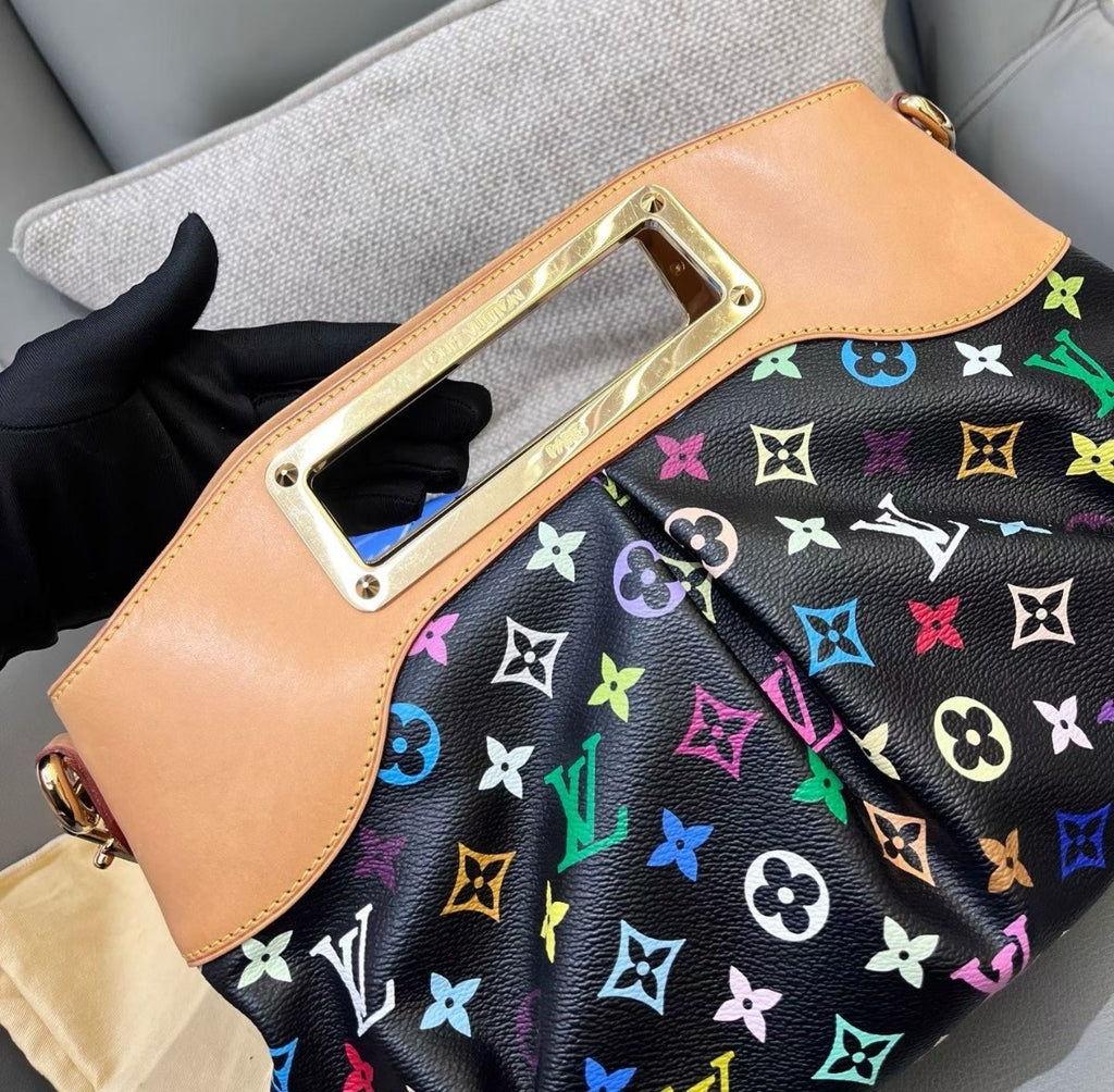 Louis Vuitton Judy MM Monogram Chain Shoulder Bag Black Multicolor Women Classic