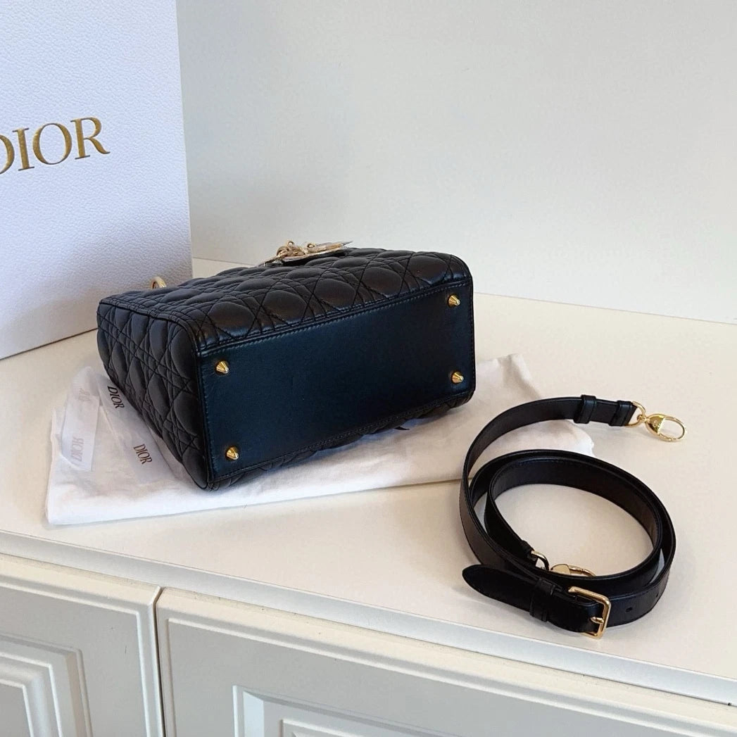 Dior Lady Dior Lambskin Crossbody Top Handle Excellent